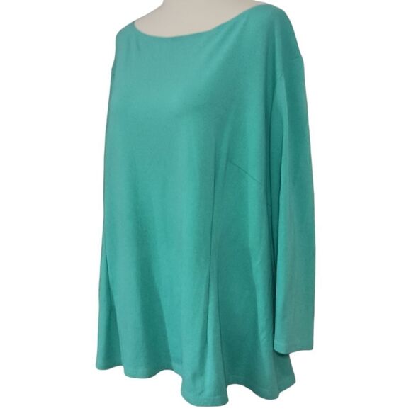 Laura Byrnes Zipper Back Top 4X Plus Size Blouse Aqua Pinup Girl Jersey Knit - Picture 6 of 16